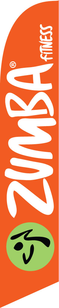Zumba fitness orange swooper feather banner flag - Click Image to Close