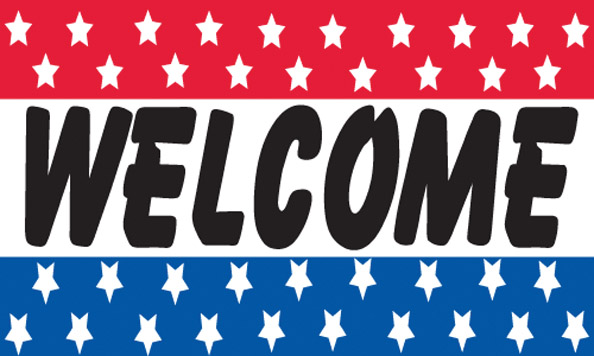 WELCOME flag banner 3x5ft - Click Image to Close