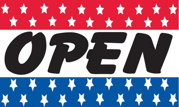 OPEN flag banner 3x5ft - Click Image to Close