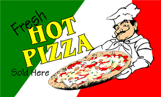 FRESH HOT PIZZA flag banner 3x5ft - Click Image to Close