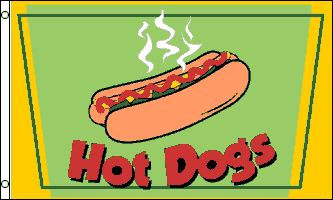 HOT DOGS food flag banner 3x5ft - Click Image to Close