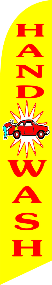Hand wash car yellow swooper banner sign flag - Click Image to Close