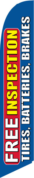 Free Inspections Tires Batteries swooper banner sign flag - Click Image to Close