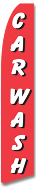Car wash red white swooper banner sign flag - Click Image to Close
