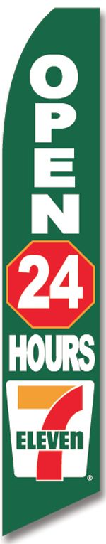 OPEN 24 HOURS 7 eleven Swooper flag  frees/h - Click Image to Close