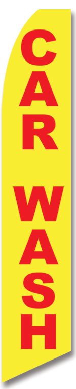 Car wash yellow red swooper banner flag - Click Image to Close