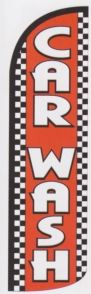 Car wash super size red swooper banner sign flag checkered - Click Image to Close