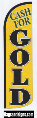 Cash for gold yellow black swooper feather banner sign flag - Click Image to Close