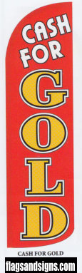 Cash for gold red swooper feather banner sign flag