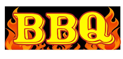 BBQ large banner sign 3x8ft with flames - Click Image to Close