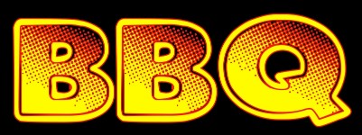 BBQ large banner sign 3x8ft black red yellow - Click Image to Close