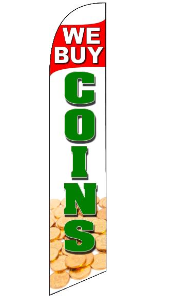 We buy coins new design custom swooper banner sign flag - Click Image to Close