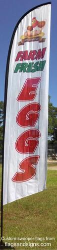 Farm fresh eggs white swooper feather banner flag - Click Image to Close