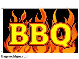 BBQ custom flag banner 3x5ft flames - Click Image to Close