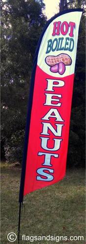 Fresh hot boiled peanuts red swooper banner sign flag - Click Image to Close