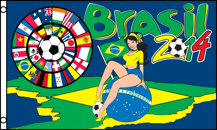 2014 Soccer World Cup girl 3x5ft Flag - Click Image to Close