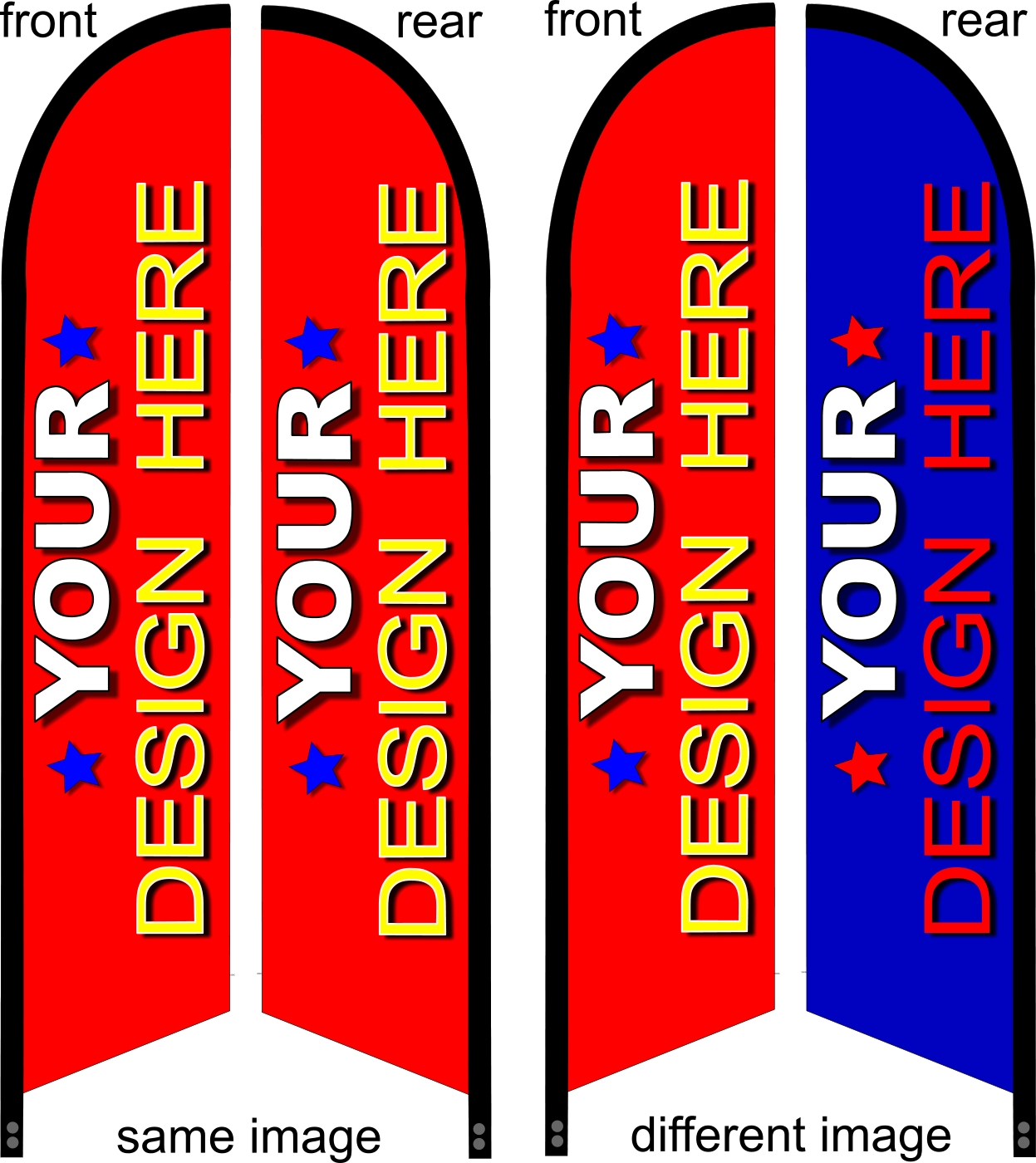 1A YOUR CHOICE DOUBLE SIDED custom swooper feather banner flag - Click Image to Close