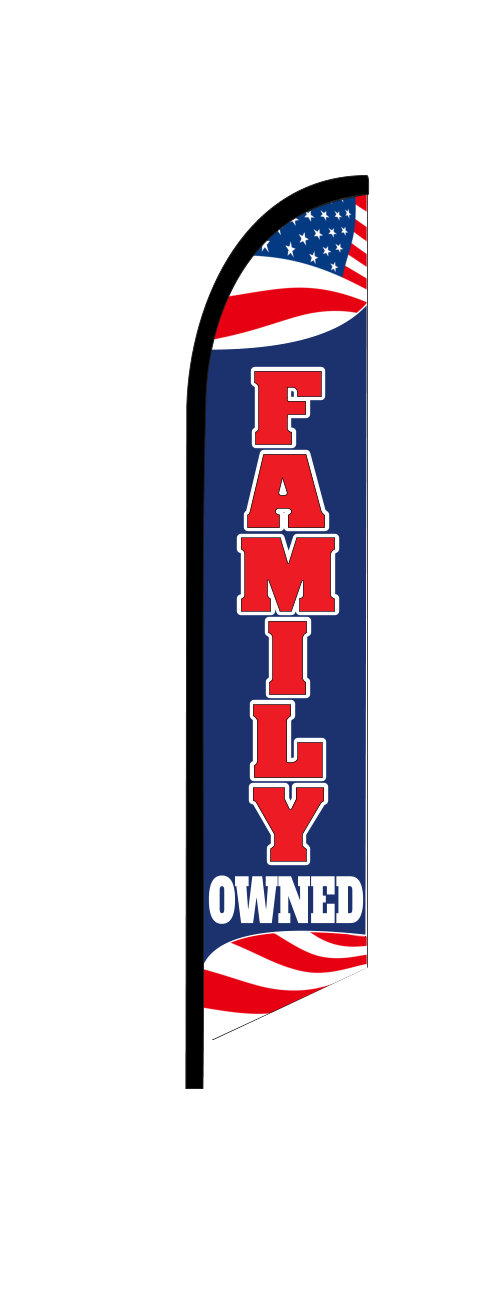 FAMILY OWNED swooper feather banner sign flag 9676