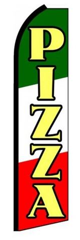PIZZA green white red restaurant food swooper banner sign flag