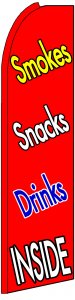 Smokes snacks drinks swooper feather banner sign flag