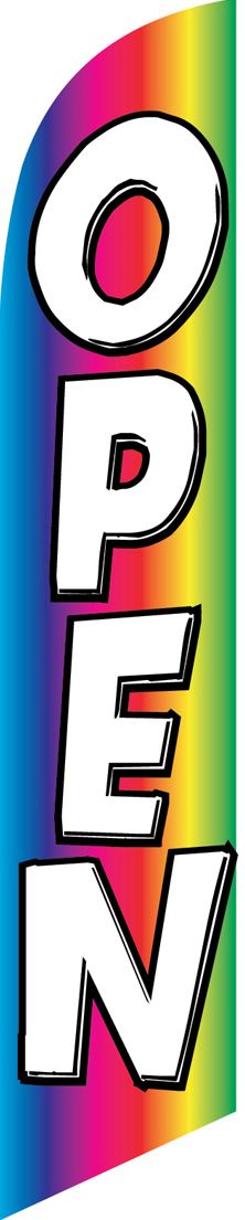 Open swooper feather banner sign flag rainbow