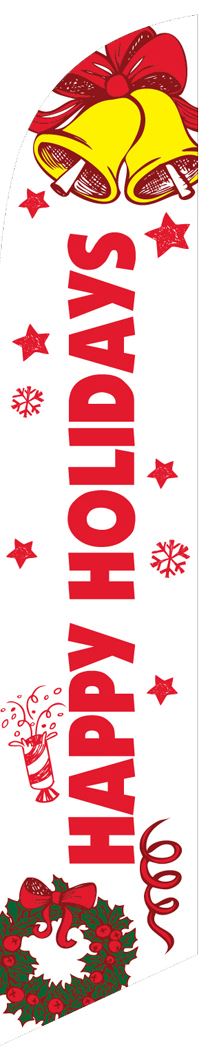Happy Holidays white swooper banner sign flag - Click Image to Close