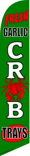 Fresh garlic crab trays swooper sign flag banner green - Click Image to Close