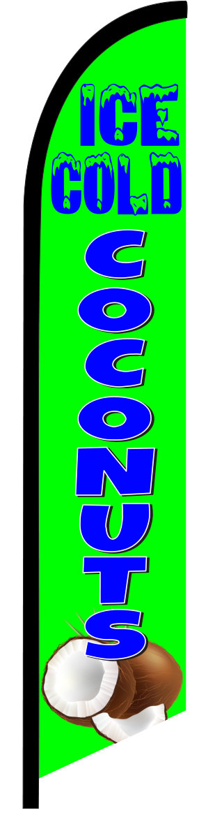 ICE COLD COCONUTS swooper feather banner sign flag 9119