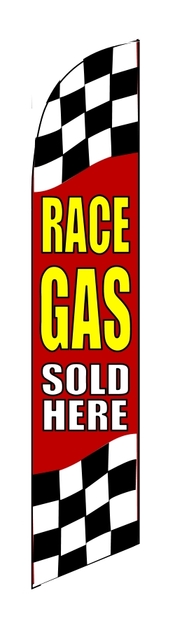 RACE GAS SOLD HERE swooper feather banner sign flag