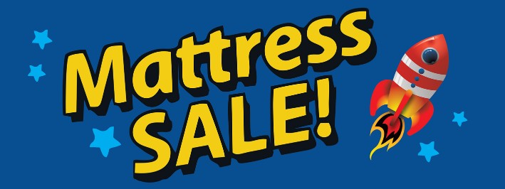 Mattress Sale large 3x8ft full color banner sign blue rocket
