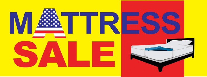 Mattress Sale large 3x8ft full color banner sign yellow red