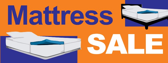 Mattress Sale large 3x8ft full color banner sign orange blue