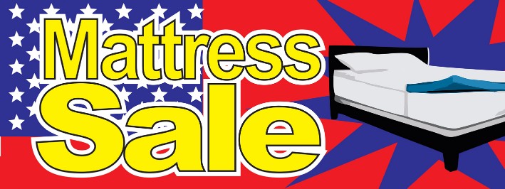Mattress Sale large 3x8ft full color banner sign stars red