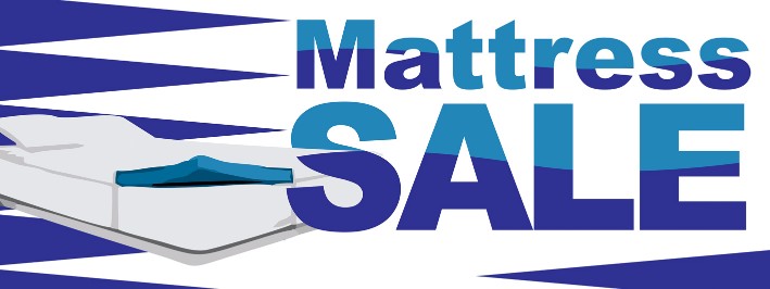 Mattress Sale large 3x8ft full color banner sign white blue