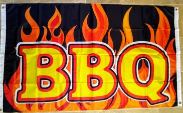 BBQ custom flag banner 3x5ft flames grommets both side