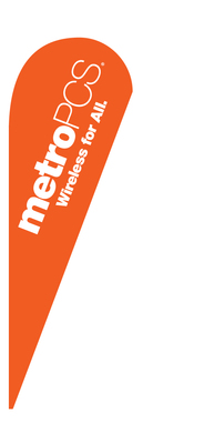 METRO PCS WIRELESS FOR ALL orange teardrop feather flag it