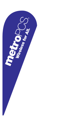 METRO PCS WIRELESS FOR ALL blue teardrop feather flag kit