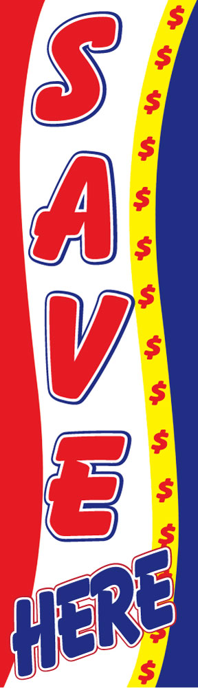 Save here $ vertical flag 2x8ft