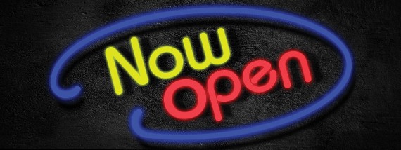 NOW OPEN large banner sign 3x8ft
