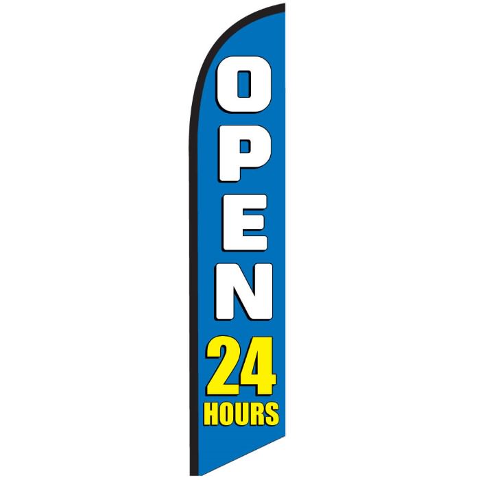 OPEN 24 HOURS swooper feather banner sign flag