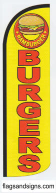 Burgers yellow swooper feather banner sign flag