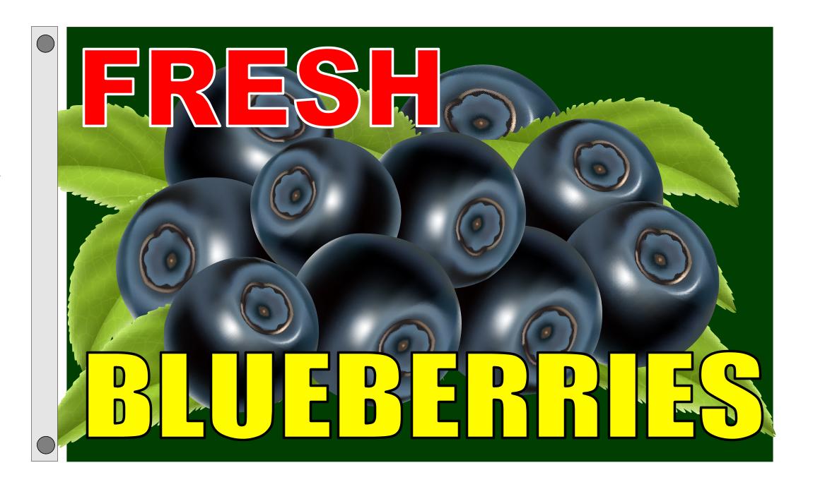 FRESH BLUEBERRIES flag banner 3x5ft - Click Image to Close