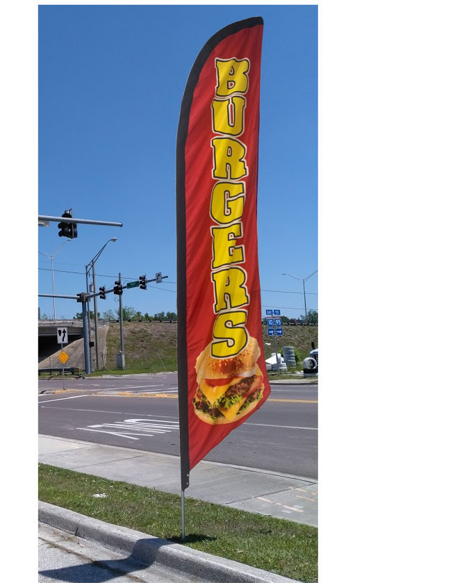 BURGERS swooper feather banner sign flag 9044