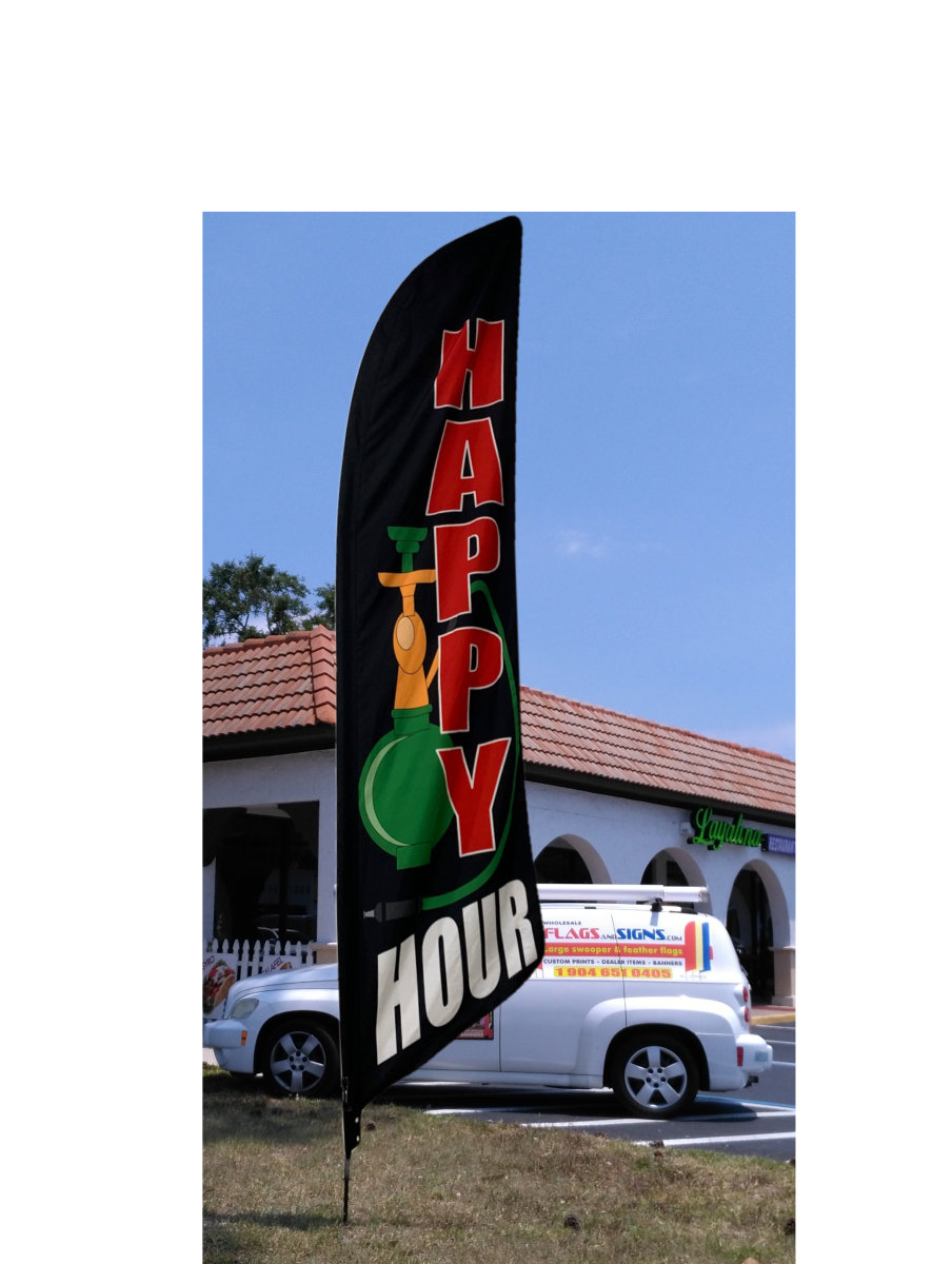 HAPPY HOUR HOOKAH swooper feather banner sign flag 9938 - Click Image to Close