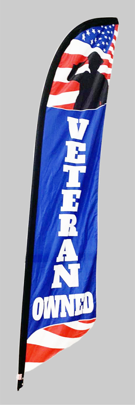 VETERAN OWNED swooper feather banner sign flag 9674