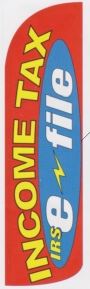 Income Tax IRS e-file super size swooper banner sign flag red