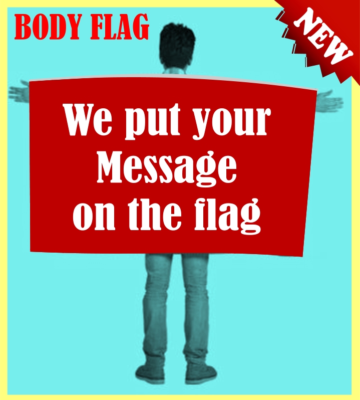 Body / cape flag for advertising, promotion, sport event