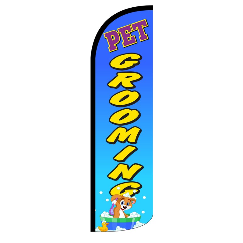 Pet grooming windless swooper feather banner sign flag