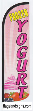Frozen yogurt drink pink swooper feather banner sign flag