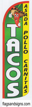 Tacos asada pollo carnitas swooper feather banner sign flag - Click Image to Close